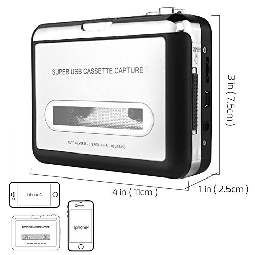 DIGITNOW Cassette Tape To MP3 CD Converter Via USB,Portable USB Cassette Tape Player Capture MP3 Audio Music,Compatible With Laptop and Personal Computer,Convert Walkman Tape Cassette To MP3 Format