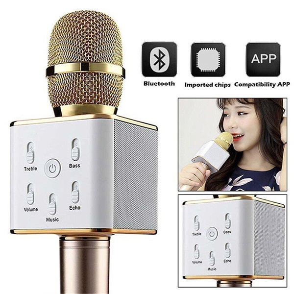 Rybozen Mini Wireless Handheld Microphone&Speaker Portable Cellphone Karaoke Stereo Gold Player Bluetooth with Phones/iphone/ipad Computer for Home KTV,Outdoor Party, KTV Concert,Singing, Recording
