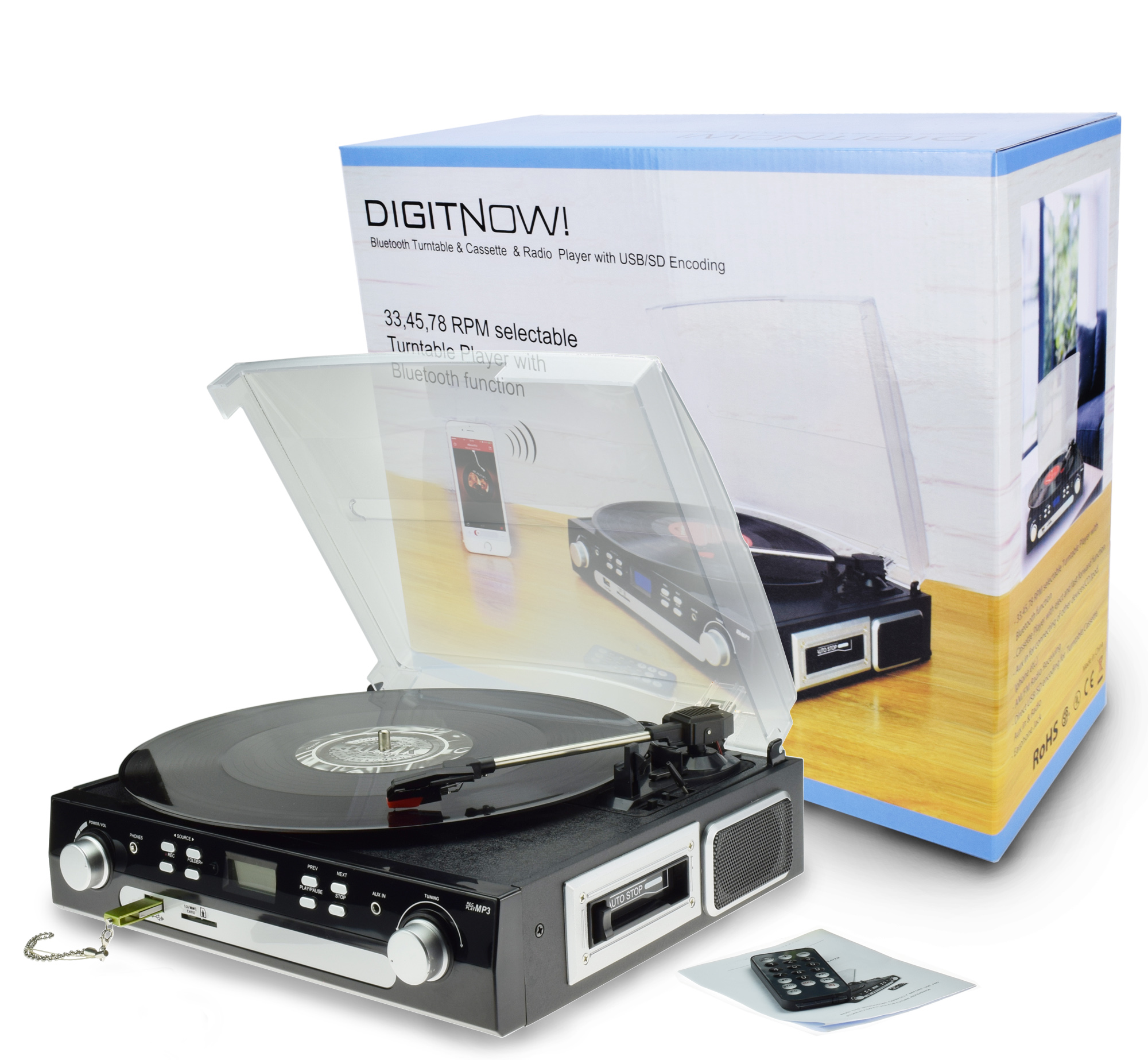 M36, Victrola Portable Record Player Bluetooth for Vinyl,Cassette,Radio