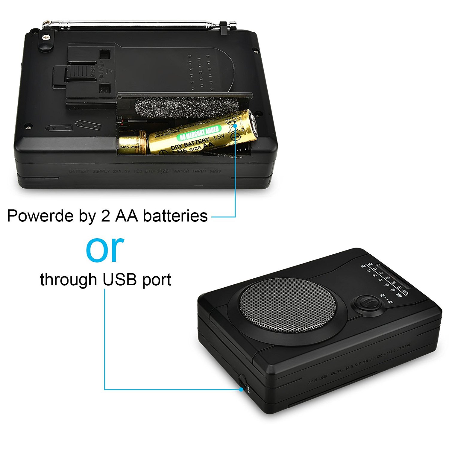 DIGITNOW Cassette Player,Personal Walkman Tape and Voice Recorder for Convert Cassette Tape To MP3 Via USB& digital Audio Music to Tapes with Wireless AM/FM Radio,MIC in and Earphone 