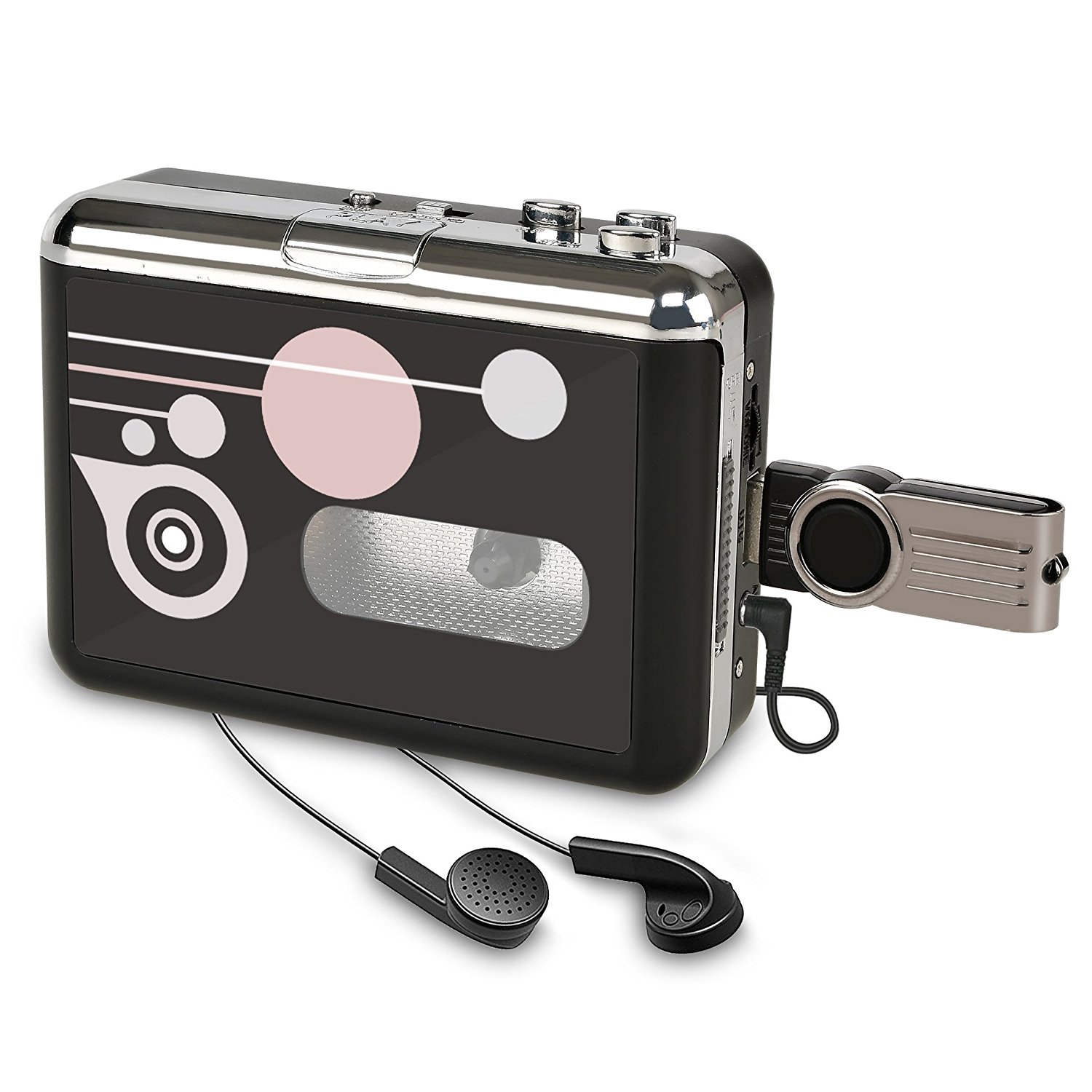 Portable Walkman Audio Music Player Cassette-to-MP3 Converter with Earphones USB Cassette Player Tape to MP3 Converter No PC Required 