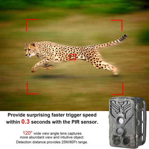 DIGITNOW Digital Trail Camera 20MP 1080P Waterproof Game Hunting Scouting Camera for Wildlife Monitoring with 44pcs IR LED
