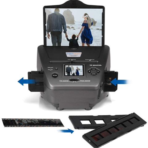 DIGITNOW All-in-One High Resolution 16MP Film Scanner, with 2.4" LCD Screen Converts 35mm/135slides&Negatives Film Scanner Photo, Name Card, Slides and Negatives for Saving Films to Digital Files