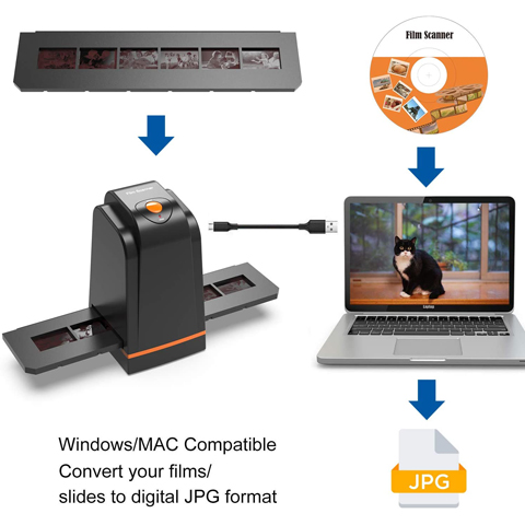 USB Film Slide Scanner, Converts Negative,Slide&Film to Digital Photo,Supports MAC/Windows XP/Vista/ 7/8/10