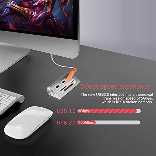 Aluminum USB 3.0 Hub 5Gbps for MacBook Mac Pro iMac PC Notebook Desktop 