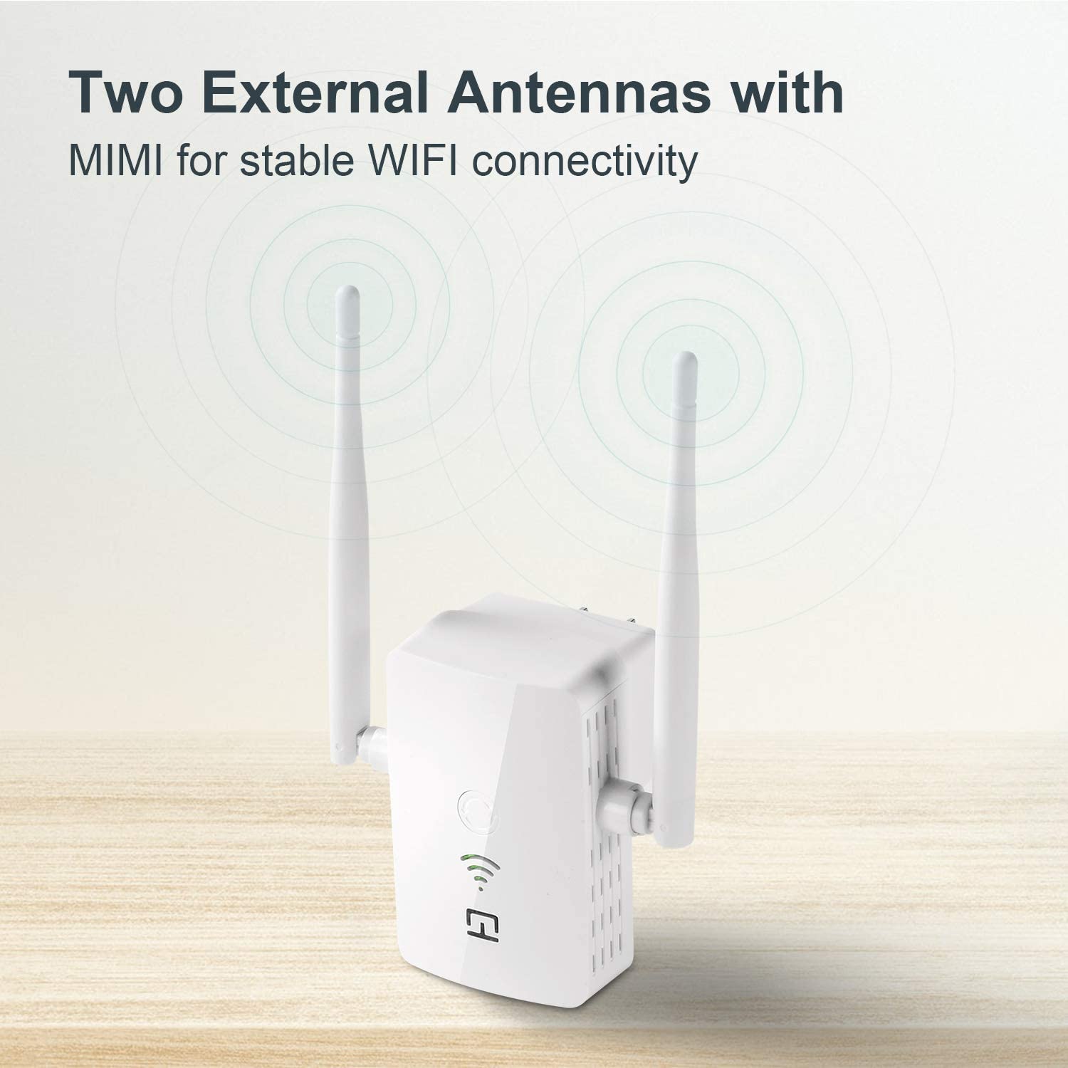 WiFi Range Extender, 2.4 & 5GHz Dual Band High Speed up to 1200 Mbps WiFi Repeater Wireless Signal Booster, Wide Coverage Eliminate WiFi Dead Zones, Support WPS 1 Button Setup with 2 External Antennas