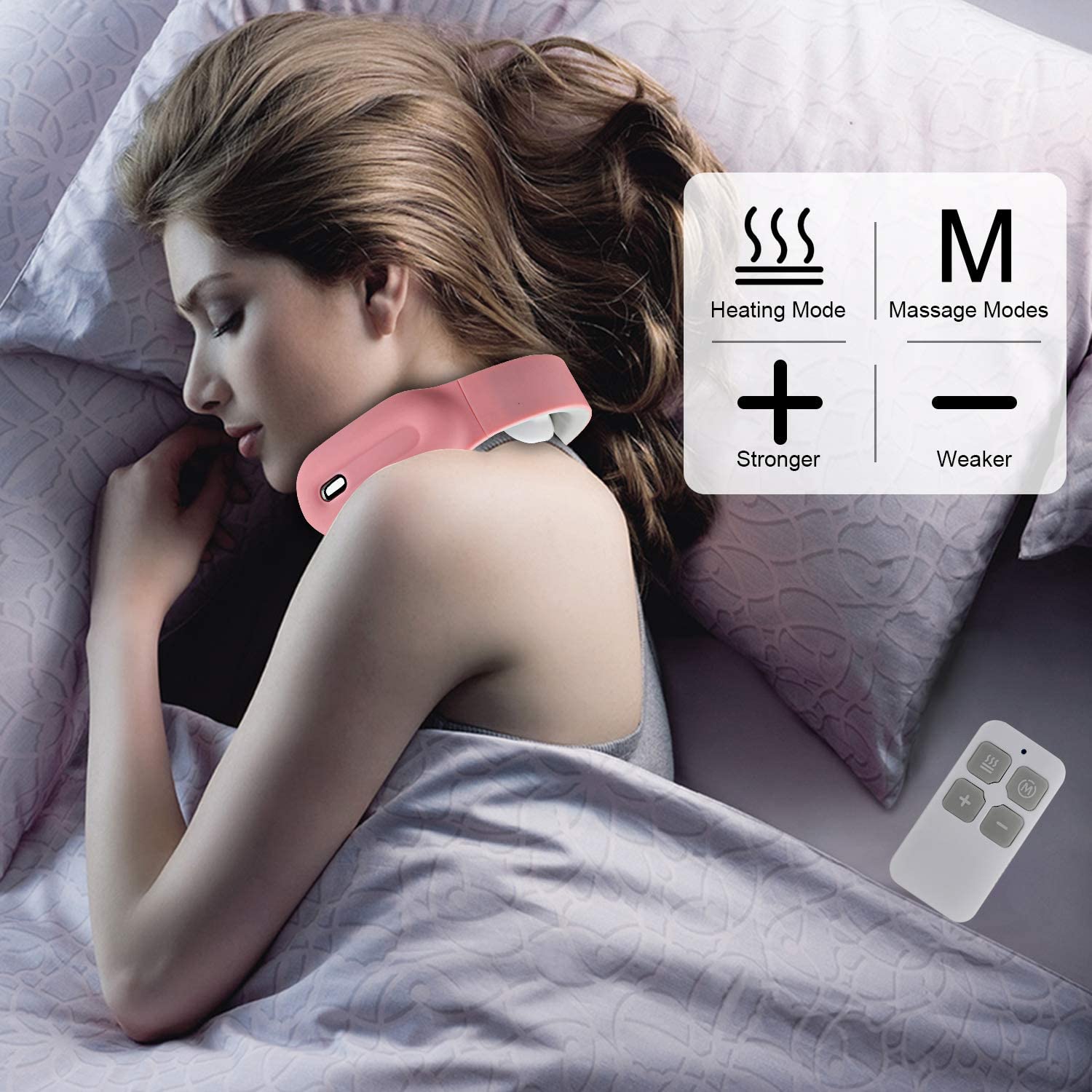 Cotsoco Neck Massager, Intelligent Neck Massage with Heat, 3 Modes 15 Levels Deep Tissue Electric Massager Use at Home Office Car for Pain Relief
