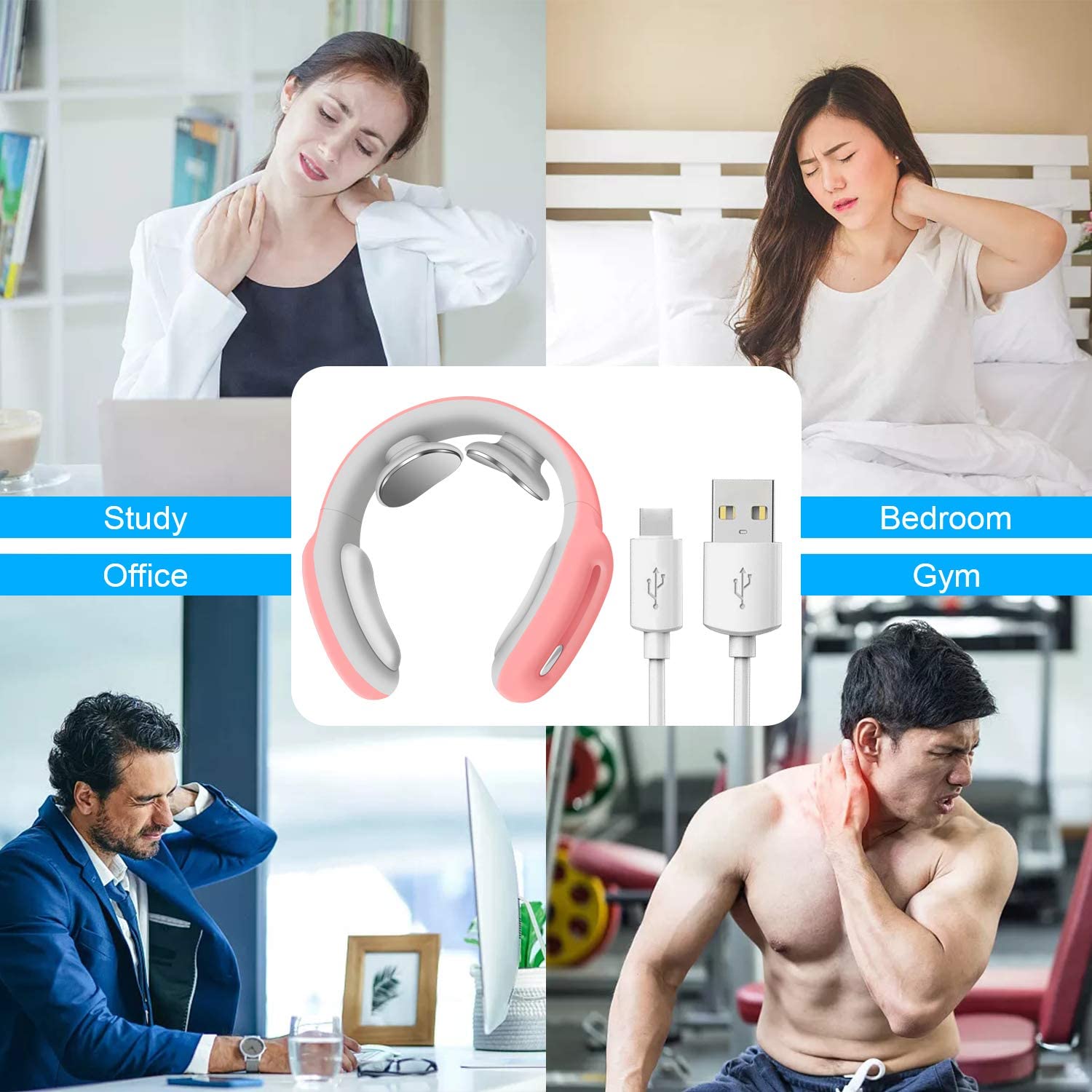 Cotsoco Neck Massager, Intelligent Neck Massage with Heat, 3 Modes 15 Levels Deep Tissue Electric Massager Use at Home Office Car for Pain Relief