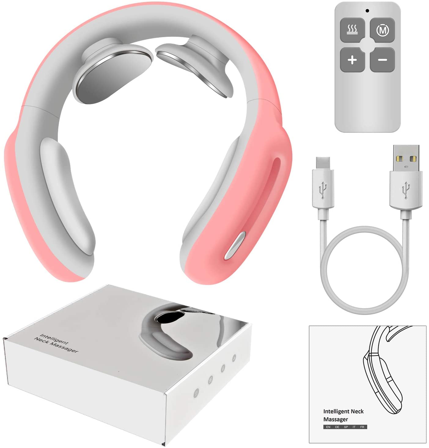 Cotsoco Neck Massager, Intelligent Neck Massage with Heat, 3 Modes 15 Levels Deep Tissue Electric Massager Use at Home Office Car for Pain Relief