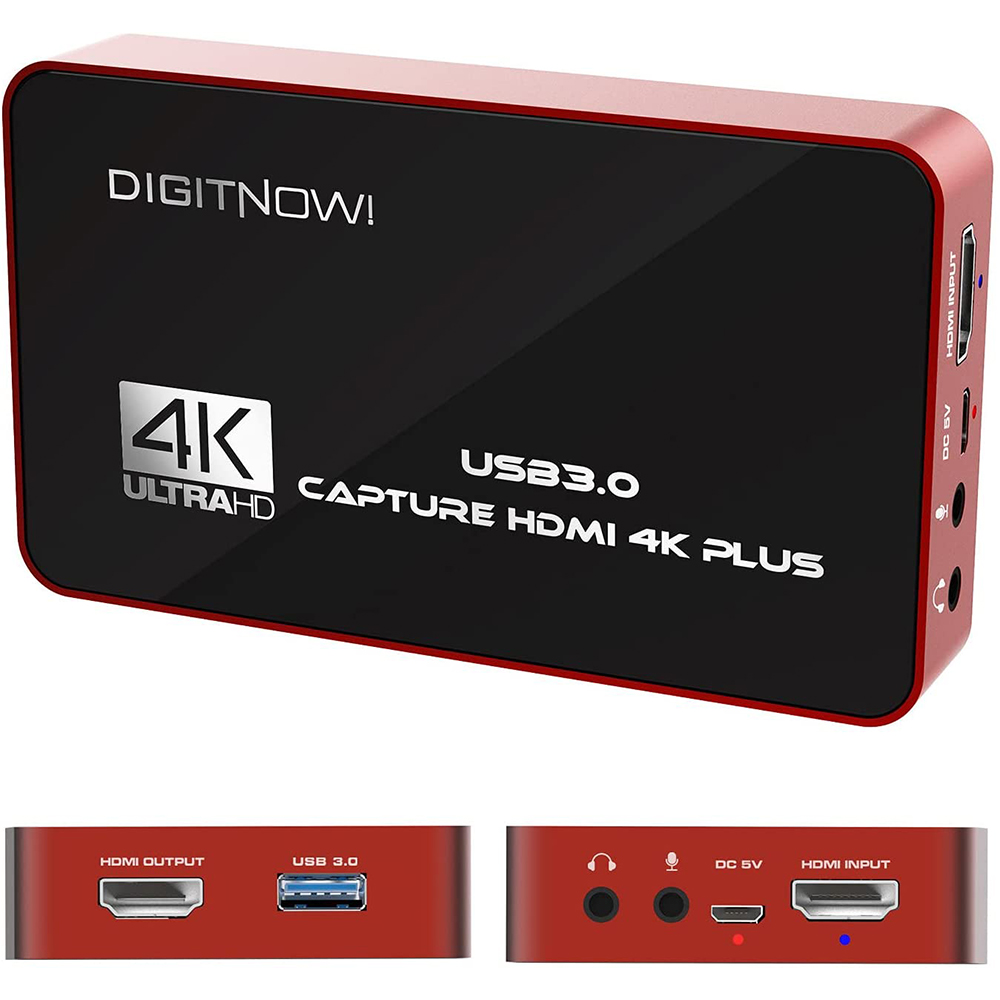 DIGITNOW HD USB 3.0 Capture Card HDMI 4K Plus, 4K 60Hz Audio Video Capture Card with HDMI Loop-Out, No Lag Passthrough for Video Recording, Game Live Streaming,Compatible with PS5, PS4, Xbox One X/S
