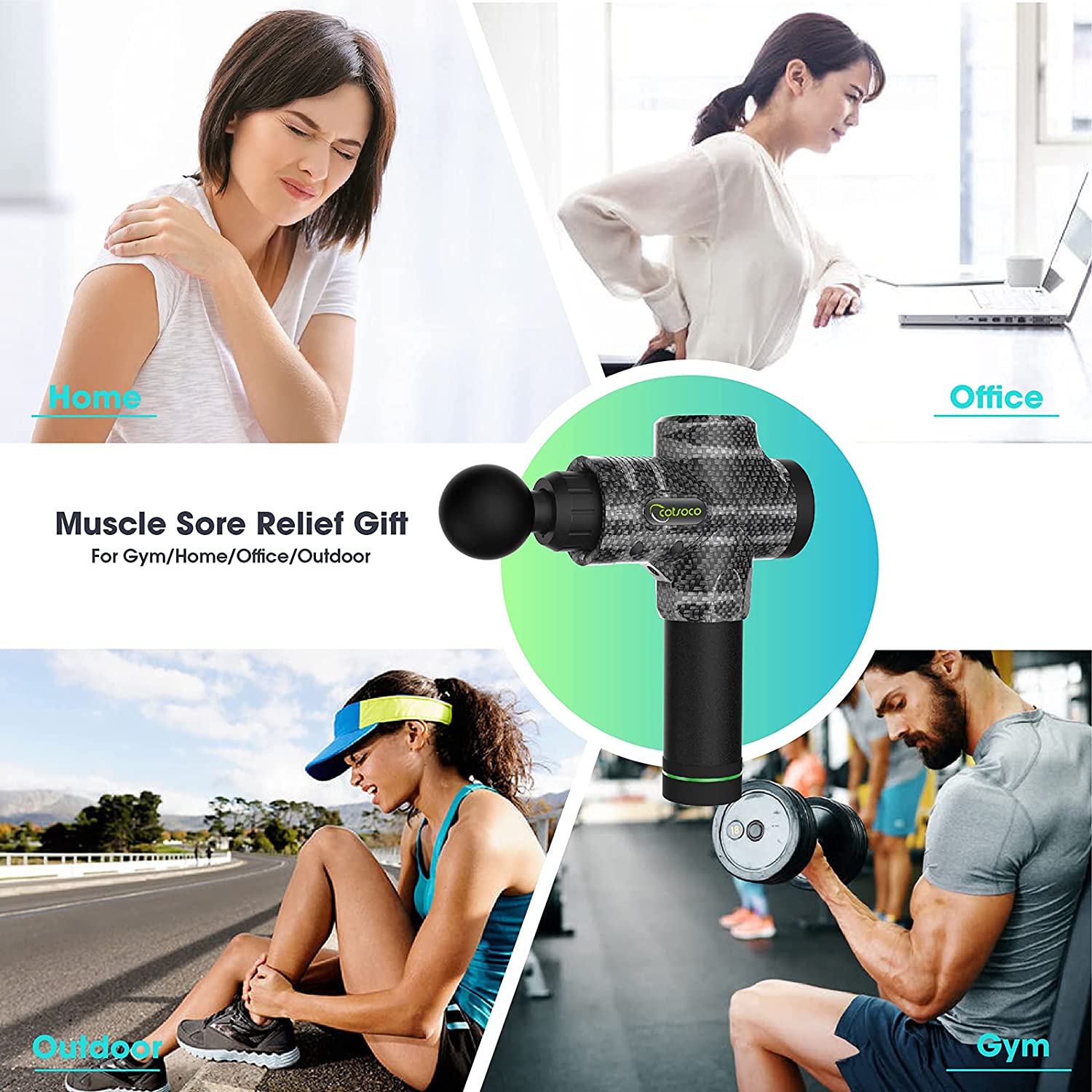 Massage Gun for Athletes,Cotsoco Professional Deep Tissue Massage Gun for Pain Relief Super Quiet Electric Massager with 10 Massage Heads and 30 Speeds Muscle Vibration Massager