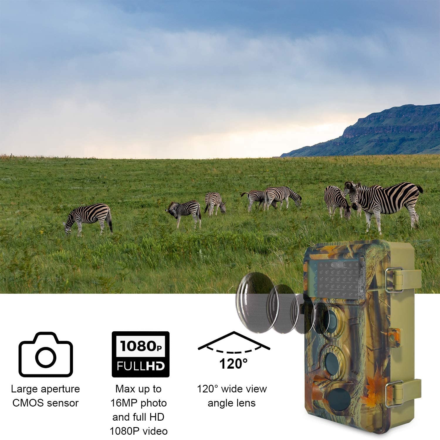 DIGITNOW Trail Camera 16MP 1080P FHD Waterproof Wildlife Hunting Scouting Game 