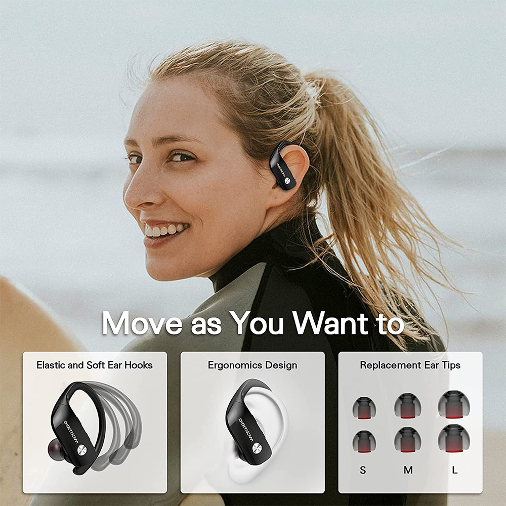 DIGITNOW Wireless Earbuds Bluetooth 5.0 Headphones 48Hrs Play Back Sports Earphones with LED Display Built in Mic Deep Bass TWS Stereo in Ear Waterproof Headset for Workout Running Gaming 