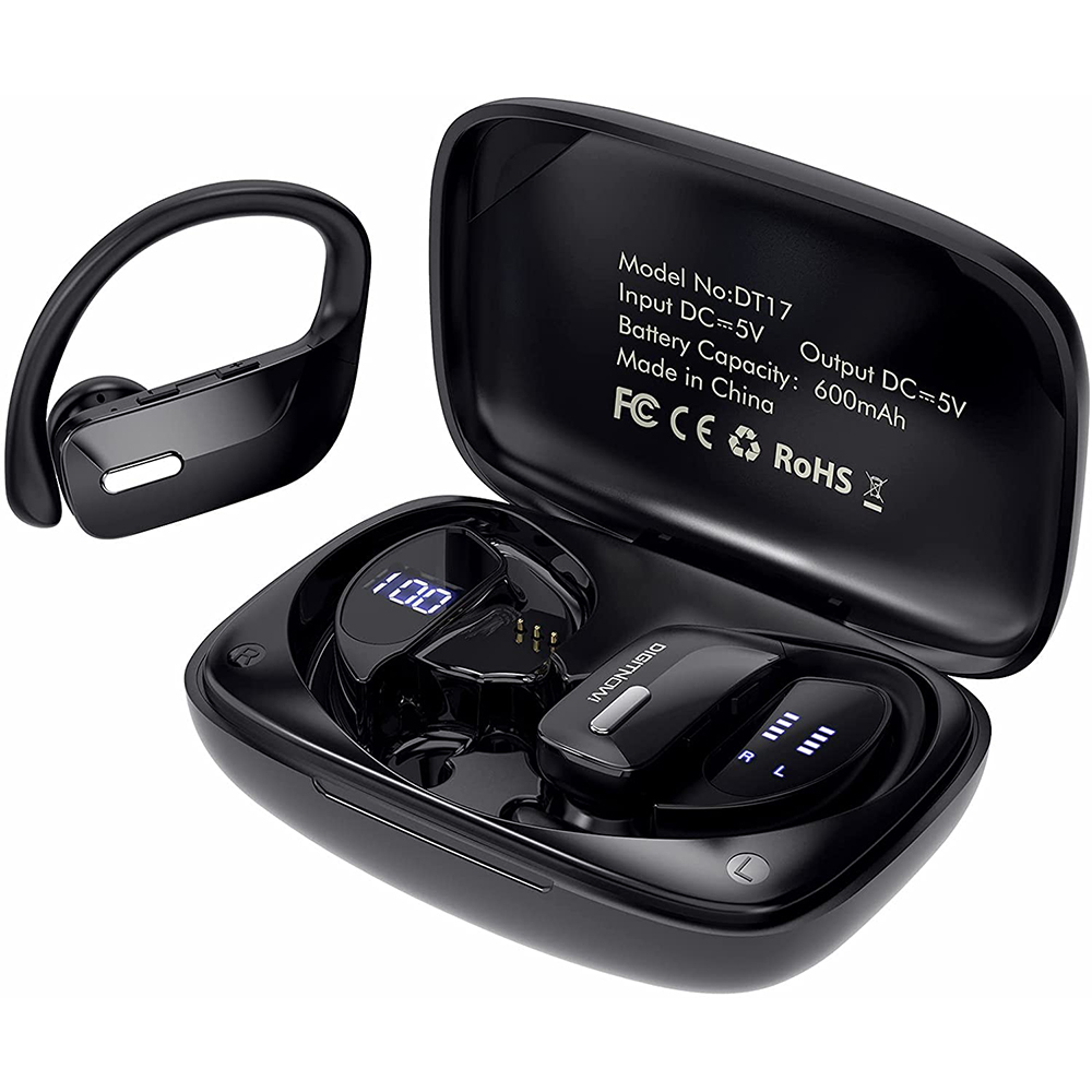 DIGITNOW Wireless Earbuds Bluetooth 5.0 Headphones 48Hrs Play Back Sports Earphones with LED Display Built in Mic Deep Bass TWS Stereo in Ear Waterproof Headset for Workout Gaming Running 