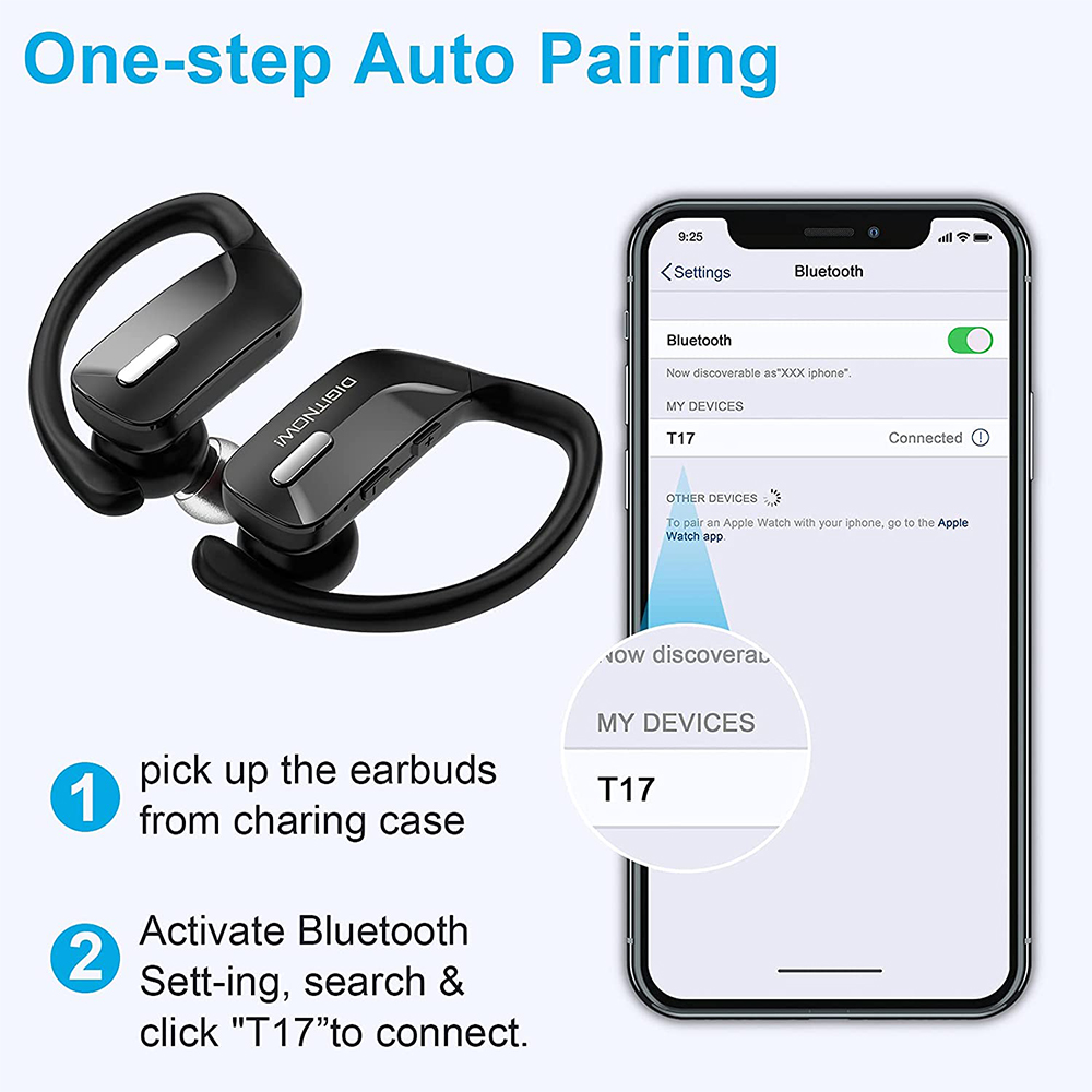DIGITNOW Wireless Earbuds Bluetooth 5.0 Headphones 48Hrs Play Back Sports Earphones with LED Display Built in Mic Deep Bass TWS Stereo in Ear Waterproof Headset for Workout Gaming Running 