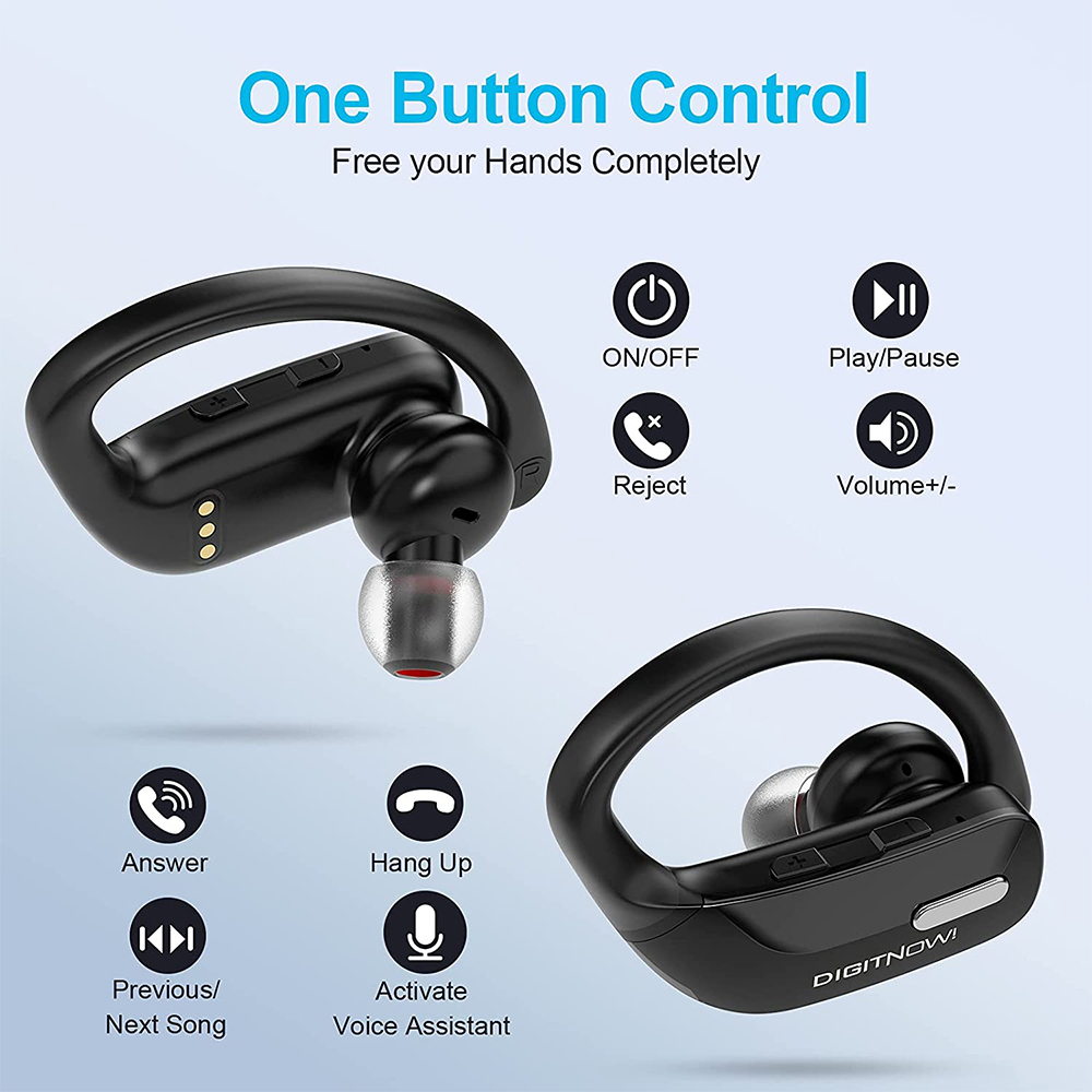 DIGITNOW Wireless Earbuds Bluetooth 5.0 Headphones 48Hrs Play Back Sports Earphones with LED Display Built in Mic Deep Bass TWS Stereo in Ear Waterproof Headset for Workout Gaming Running 