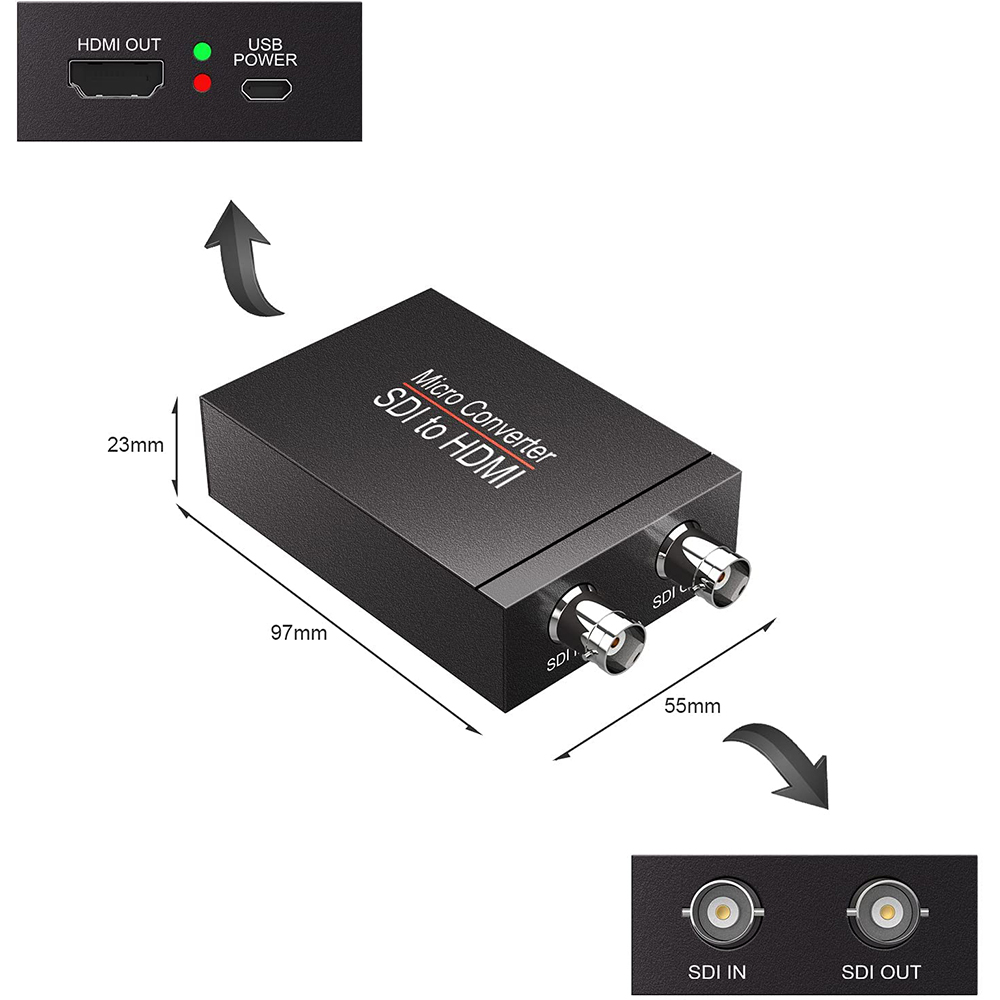 fersken foragte verden Rybozen HDMI to SDI Converter Power Supply Adapter Included, Micro Converter  1 HDMI in 2 SDI out , Audio Format Detection, High Bit Rates at 2.970  Gbit/s-HDMI to SDI Converter-DIGITNOW!