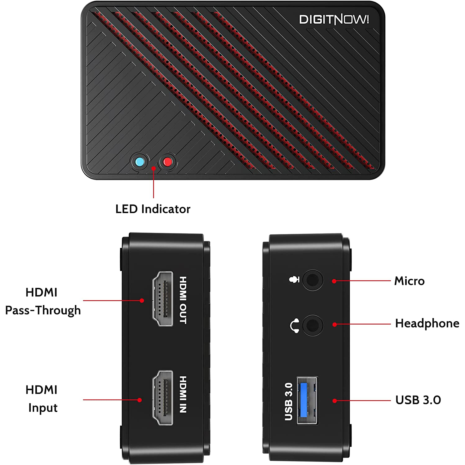 DIGITNOW 4K Video Capture Card, HDMI to USB3.0 Live Gamer Capture Card Full HD 1080P 60fps, Ultra-Low Latency for Streaming and Recording, Work with Nintendo Switch, PS5, PS4, Xbox One, PC