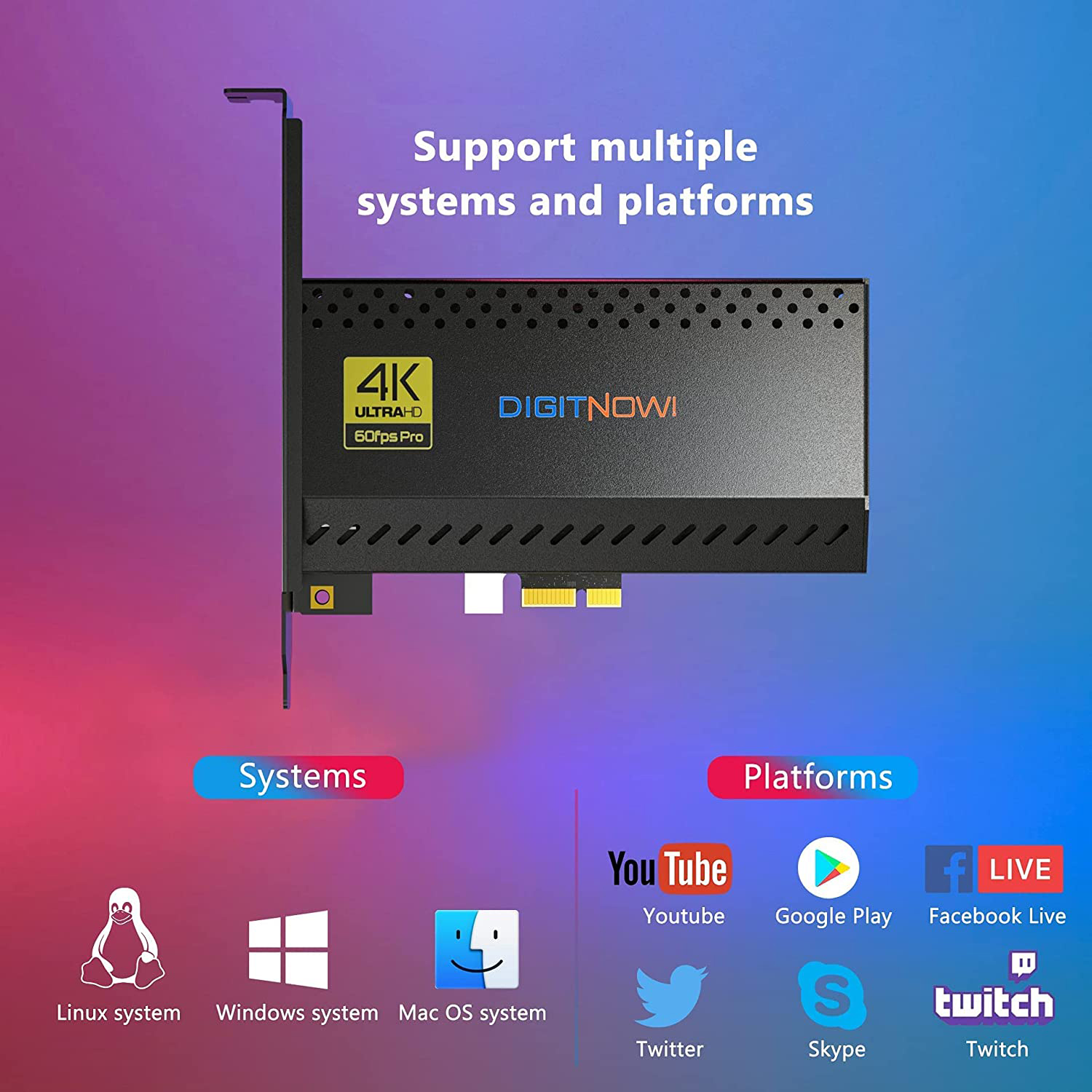 DIGITNOW PCIe Capture Card 4Kp60 - Live Gamer 4K Video Capture Card with HDMI Input/Output, Ultra-Low Latency for Streaming and Recording Nintendo Switch, PS5, PS4, Xbox Series X/S, Xbox One X