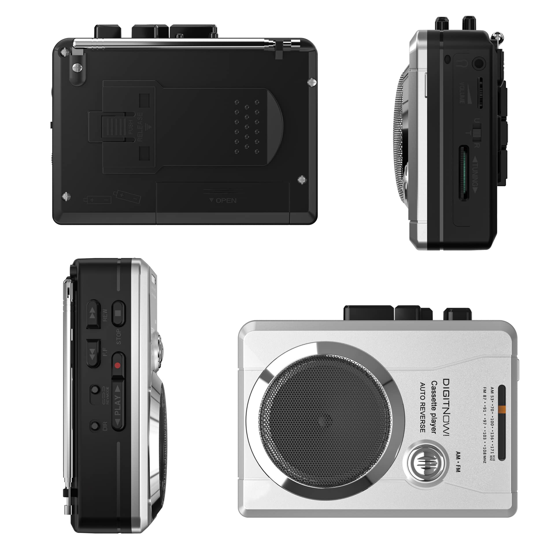AM/FM Portable Pocket Radio and Voice Audio Cassette Recorder,Personal Audio Walkman Cassette Player with Built-in Speaker and Earphone
