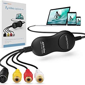 DIGITNOW USB 2.0 Video Capture Device Video Grabber One Touch VHS VCR TV to DVD Converter, Transfer VHS Home Videos to Mac OS X PC Windows 7 8 10- USB Video Grabber-DIGITNOW!
