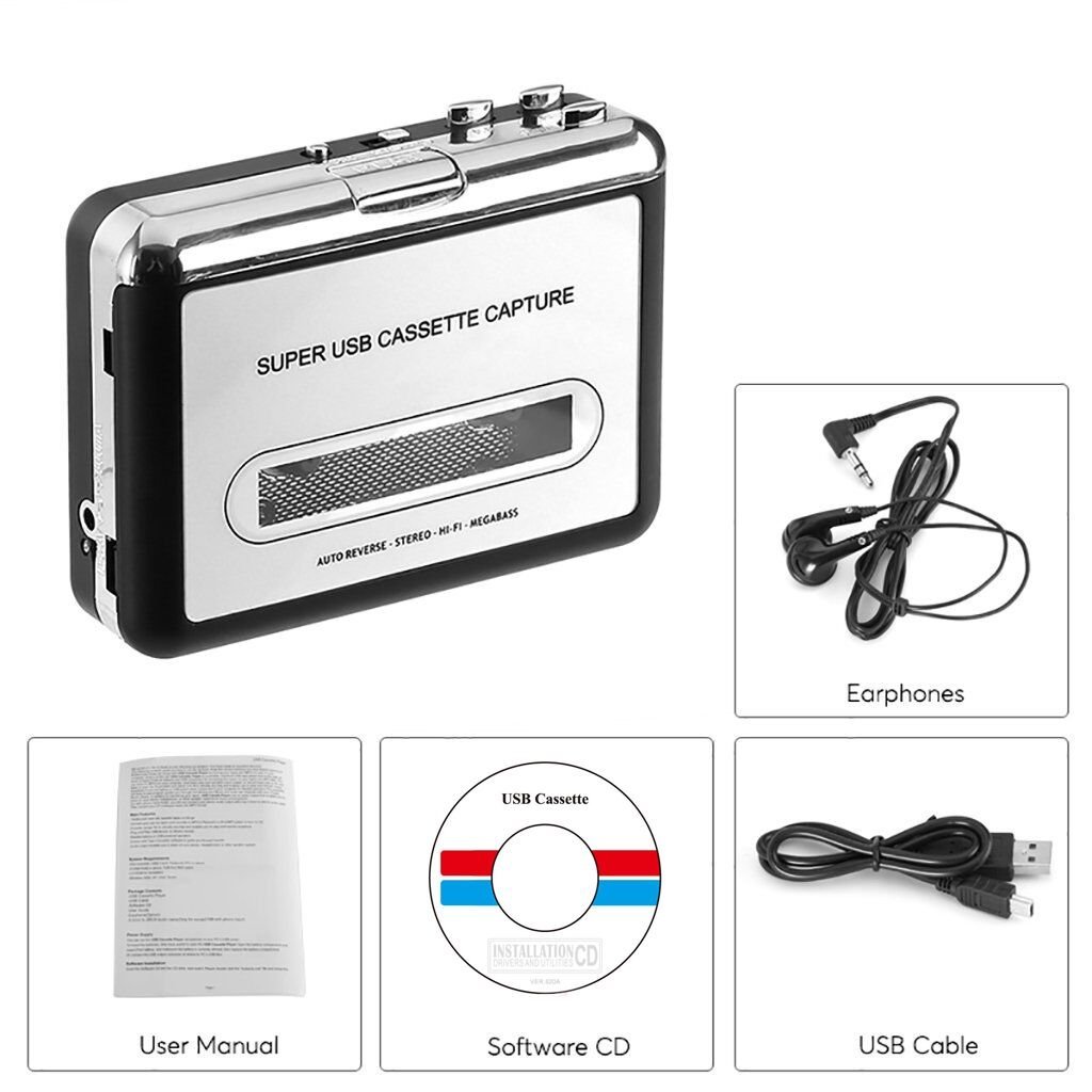 DIGITNOW Cassette Tape To MP3 CD Converter Via USB,Portable USB Cassette Tape Player Capture MP3 Audio Music,Compatible With Laptop and Personal Computer,Convert Walkman Tape Cassette To MP3 Format