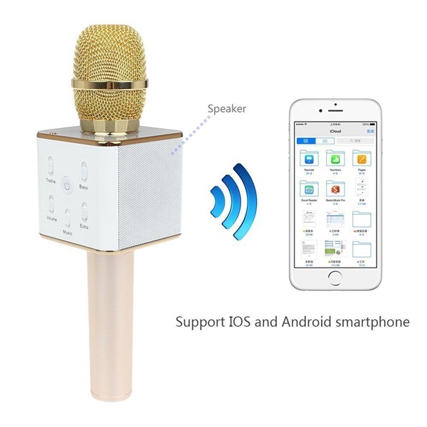Rybozen Mini Wireless Handheld Microphone&Speaker Portable Cellphone Karaoke Stereo Gold Player Bluetooth with Phones/iphone/ipad Computer for Home KTV,Outdoor Party, KTV Concert,Singing, Recording