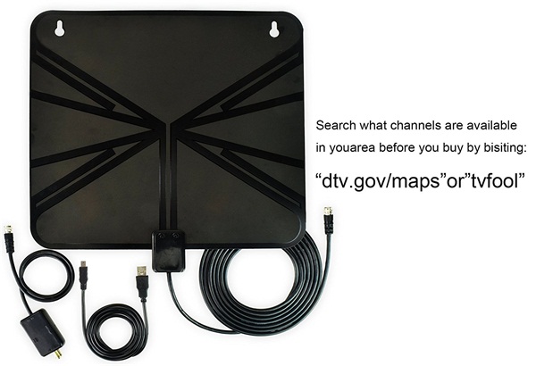 DIGITNOW! HDTV Antenna, Indoor Amplified HDTV Antenna 50 Mile Range with Detachable Amplifier Signal Booster and 10ft High Performance Coax Cable for free TV program