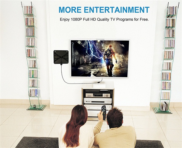 DIGITNOW! HDTV Antenna, Indoor Amplified HDTV Antenna 50 Mile Range with Detachable Amplifier Signal Booster and 10ft High Performance Coax Cable for free TV program