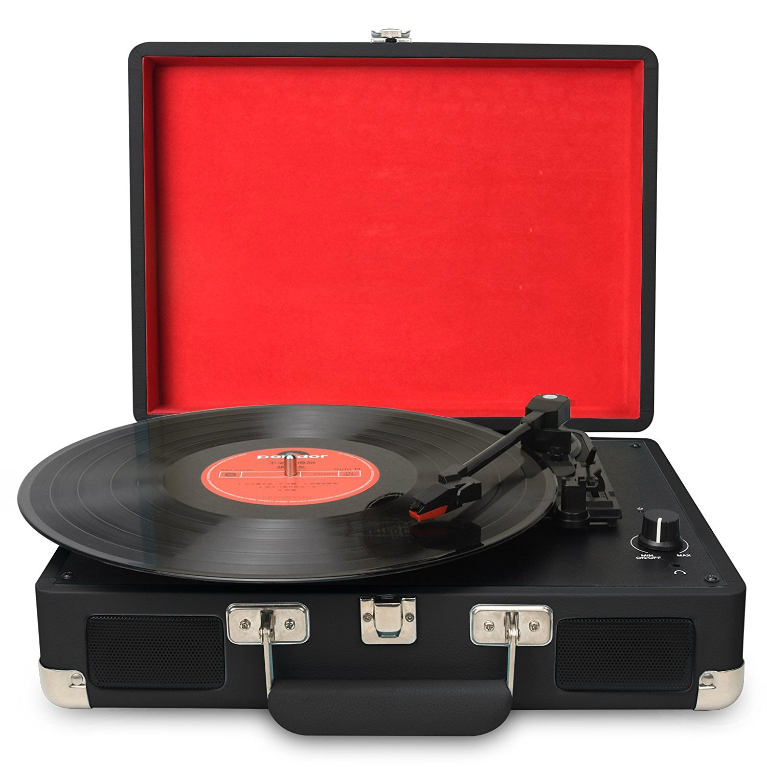 DIGITNOW Vintage Turntable,Black 3 Speed Vinyl Record Player - Suitcase ...