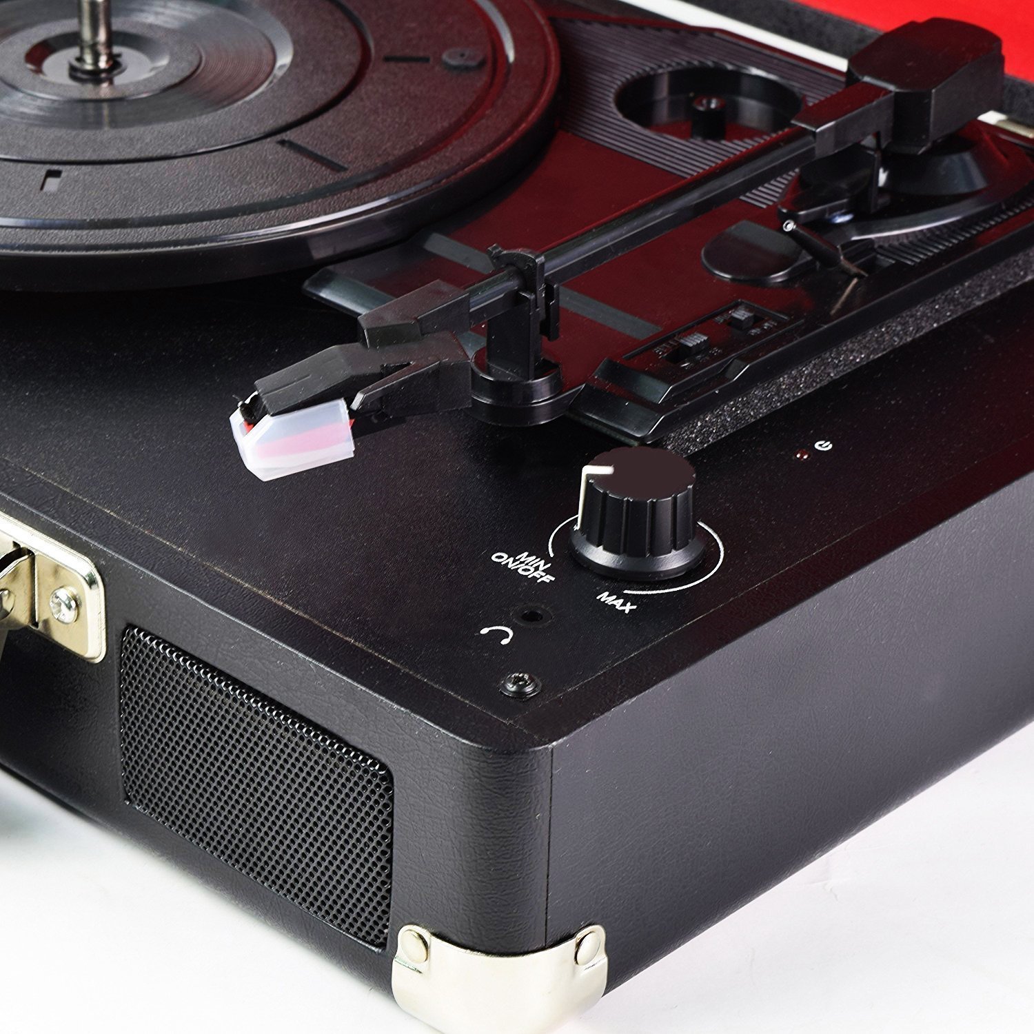 DIGITNOW Vintage Turntable,Black 3 Speed Vinyl Record Player - Suitcase Turntable with Built-in Stereo Speakers, Supports USB / RCA Output / Headphone Jack / MP3 / Mobile Phones Music Playback 