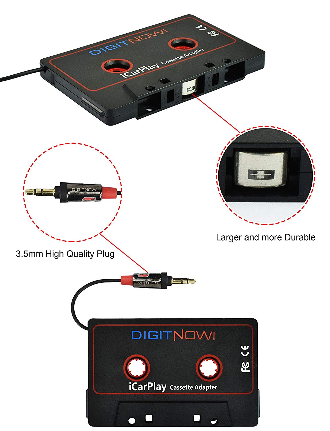 DIGITNOW! Car Cassette Adapter to Play Smartphone Music through Cassette  Deck-Cassette adapter-DIGITNOW!