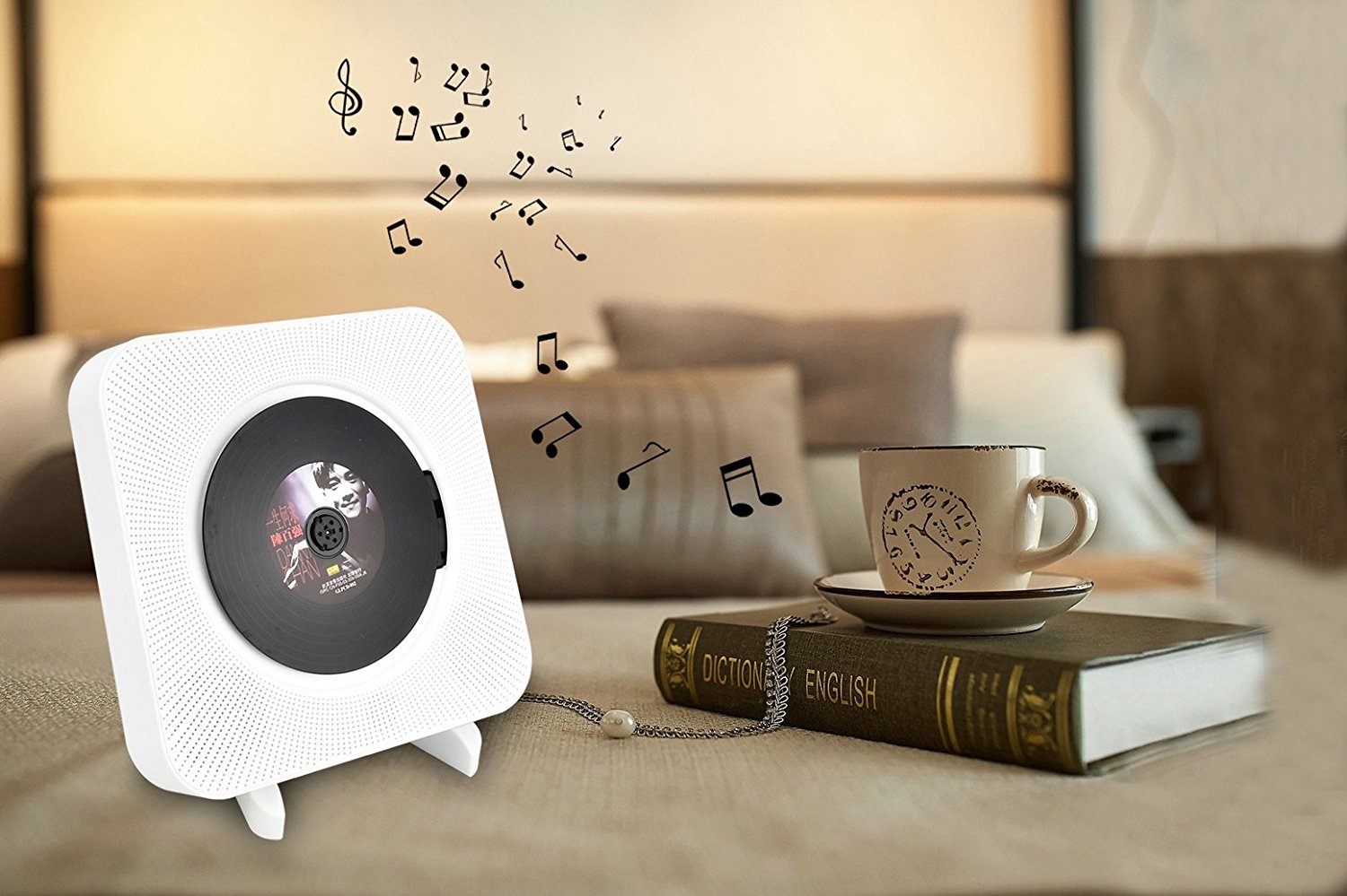 DIGITNOW Wall CD Player with Bluetooth, Portable Wall Mountable, Remote Control, FM Radio, HiFi Speaker, Supports USB, Earphones and Phone