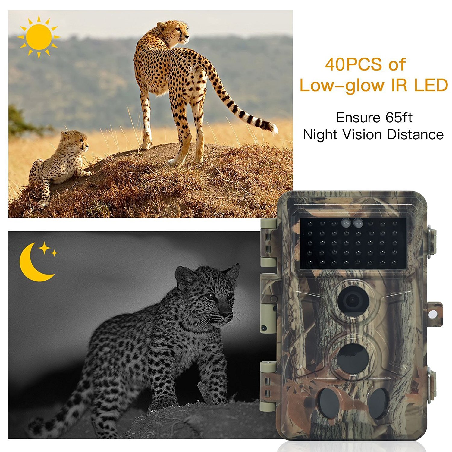 DIGITNOW 16MP 1080P HD Waterproof Trail &Surveillance Digital Camera with Infrared Night Version up to 65ft in 2.4''LCD Screen &40pcs IR LEDs Wildlife Hunting &Scouting Camera