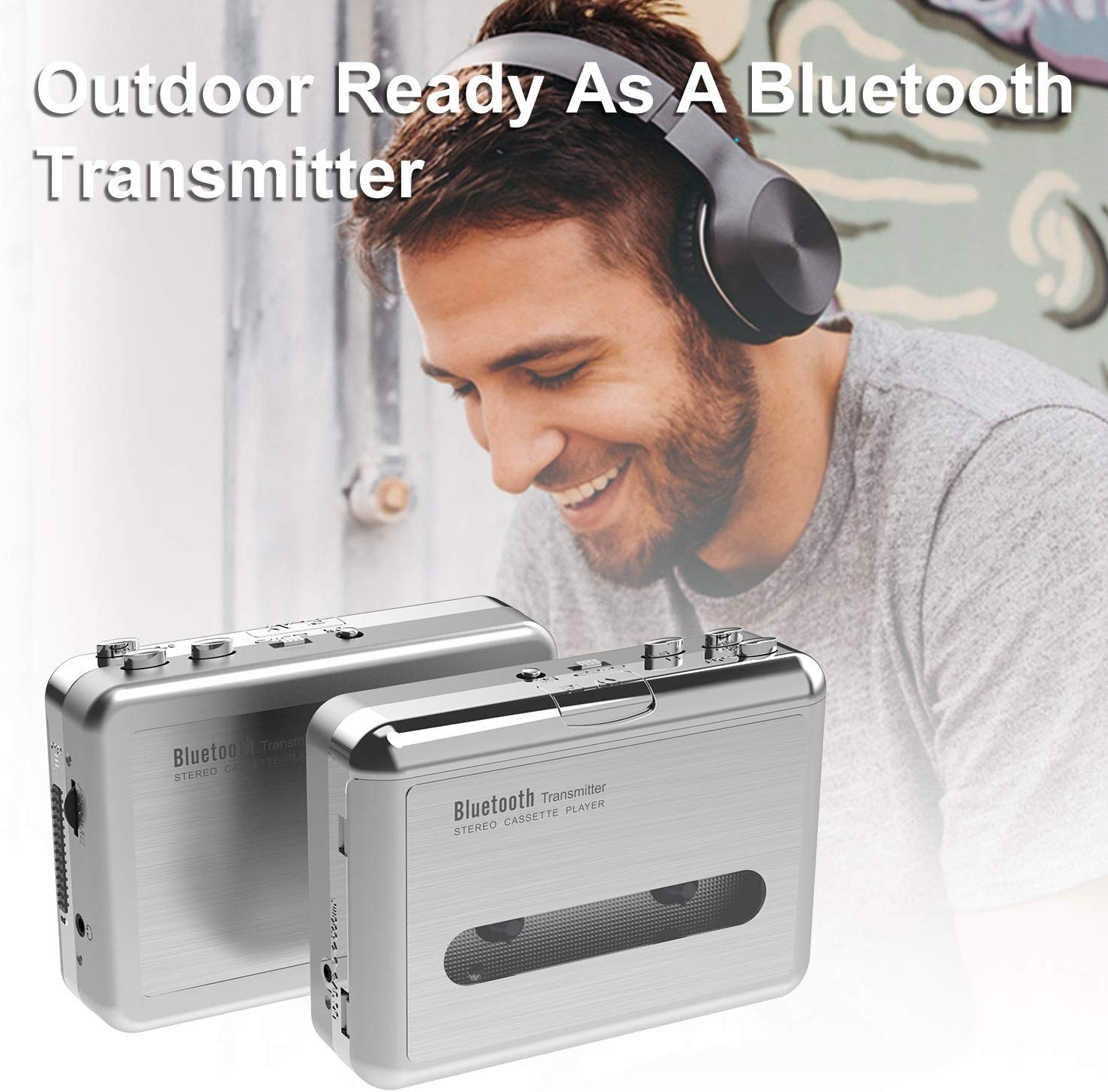 DIGITNOW Bluetooth Walkman Cassette Player Bluetooth Transfer Personal Cassette, 3.5mm Headphone Jack and Earphones Included