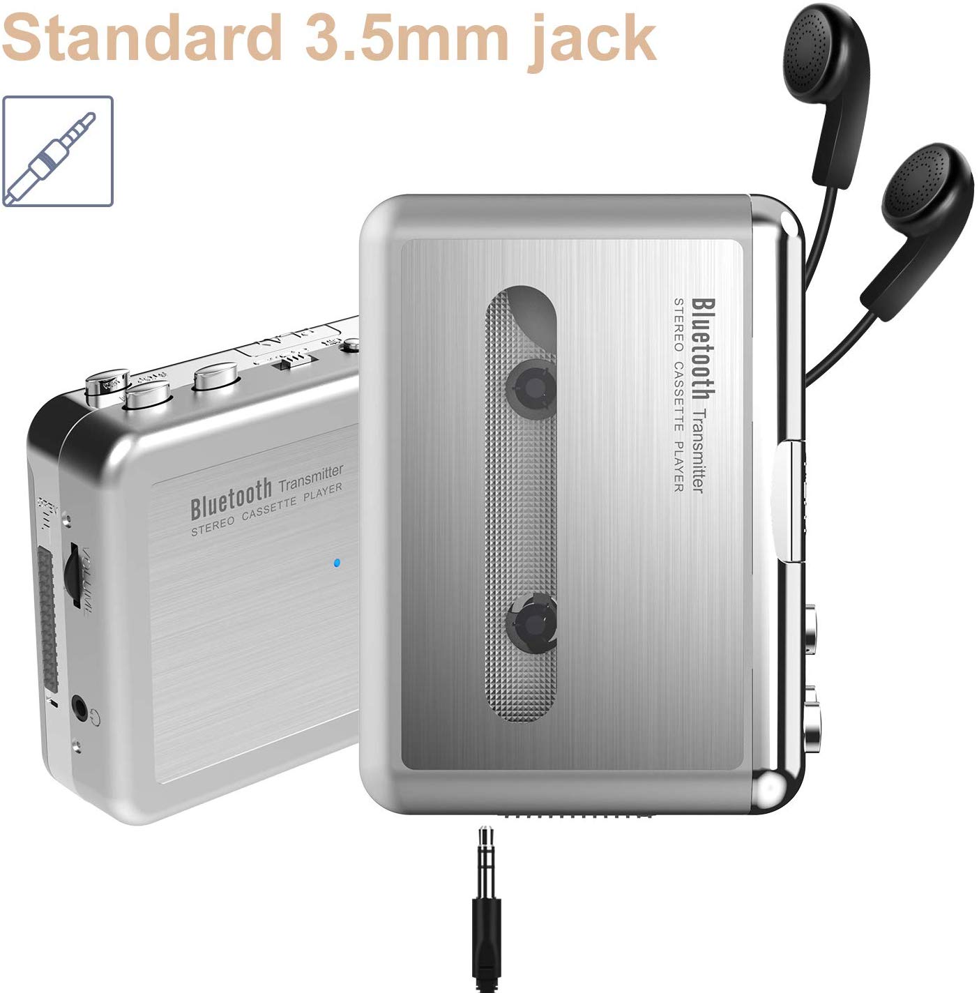 DIGITNOW Bluetooth Walkman Cassette Player Bluetooth Transfer Personal Cassette, 3.5mm Headphone Jack and Earphones Included