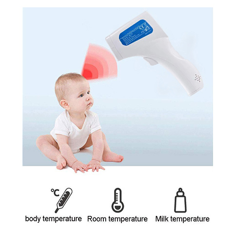 Non-Contact Infrared Forehead Digital Forehead Thermometer with LCD Display for Baby, Kids and Adults (White)