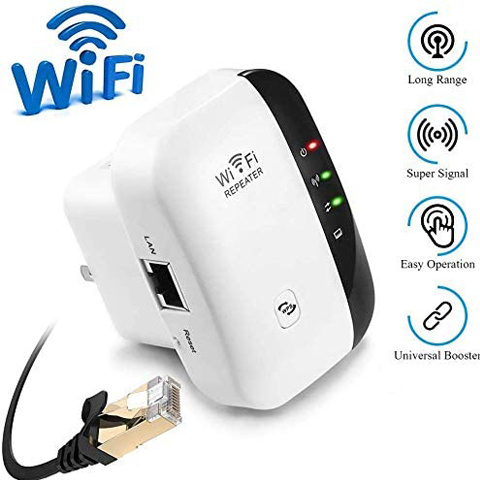 Rybozen WiFi Repeater, Range Extender, 2.4G Network with Integrated Antennas LAN Port, 300Mbps Wireless Router Signal Booster Amplifier Supports Repeater/AP