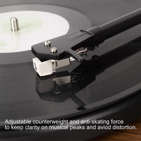 DIGITNOW Bluetooth Record Player Wireless Turntable HiFi System Wooden Bluetooth Turntable Converter with Counter Weight, Audio Music Player with Twin Detachable Speakers
