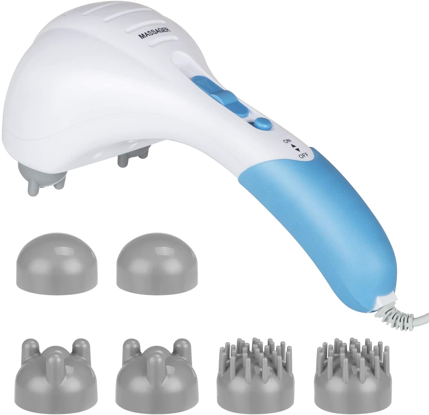 Cotsoco Handheld Neck Back Massager - Double Head Electric Full Body Massager - Deep Tissue Percussion Massage Hammer for Muscles, Arm, Neck, Shoulder, Back, Leg, Foot