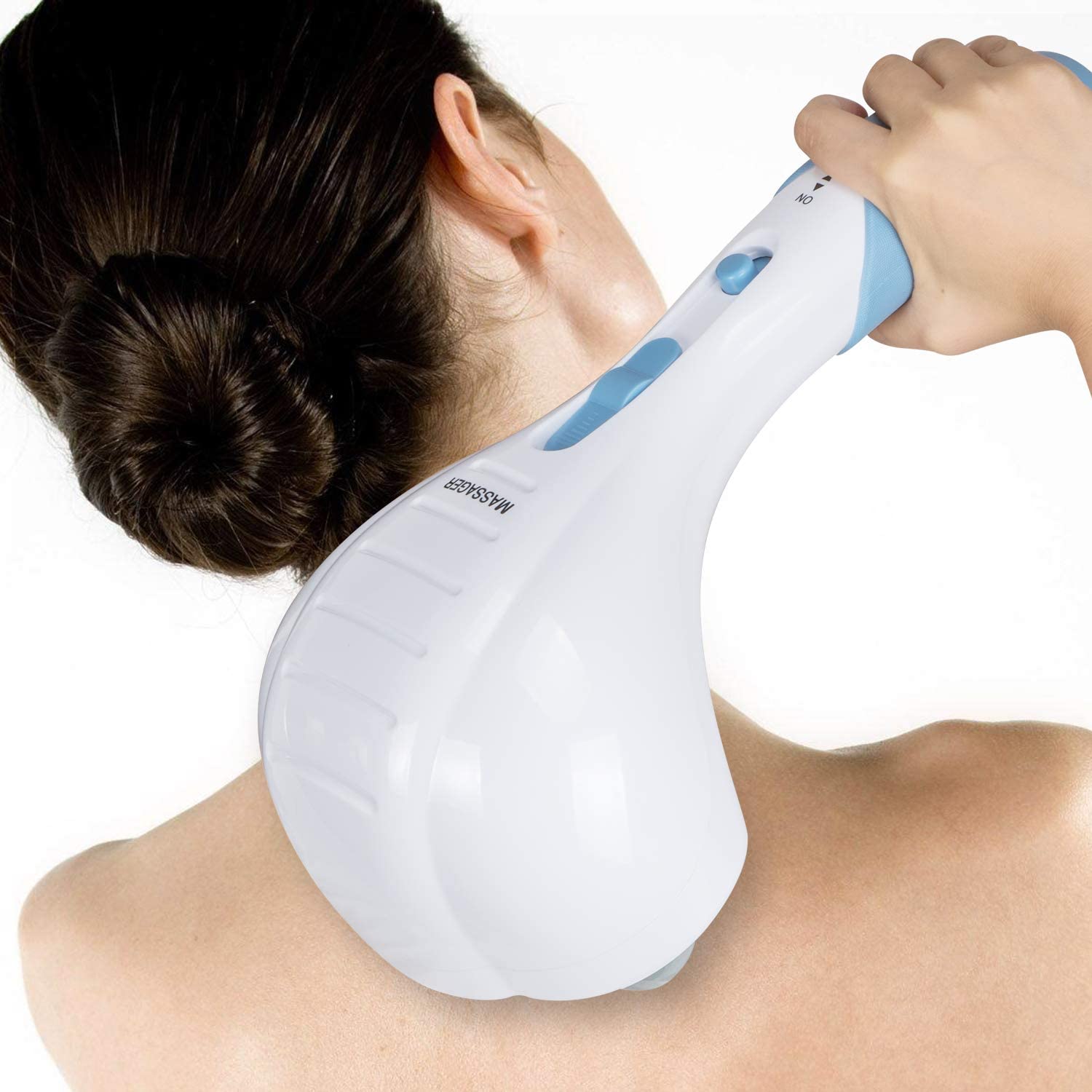 Cotsoco Handheld Neck Back Massager - Double Head Electric Full Body Massager - Deep Tissue Percussion Massage Hammer for Muscles, Arm, Neck, Shoulder, Back, Leg, Foot