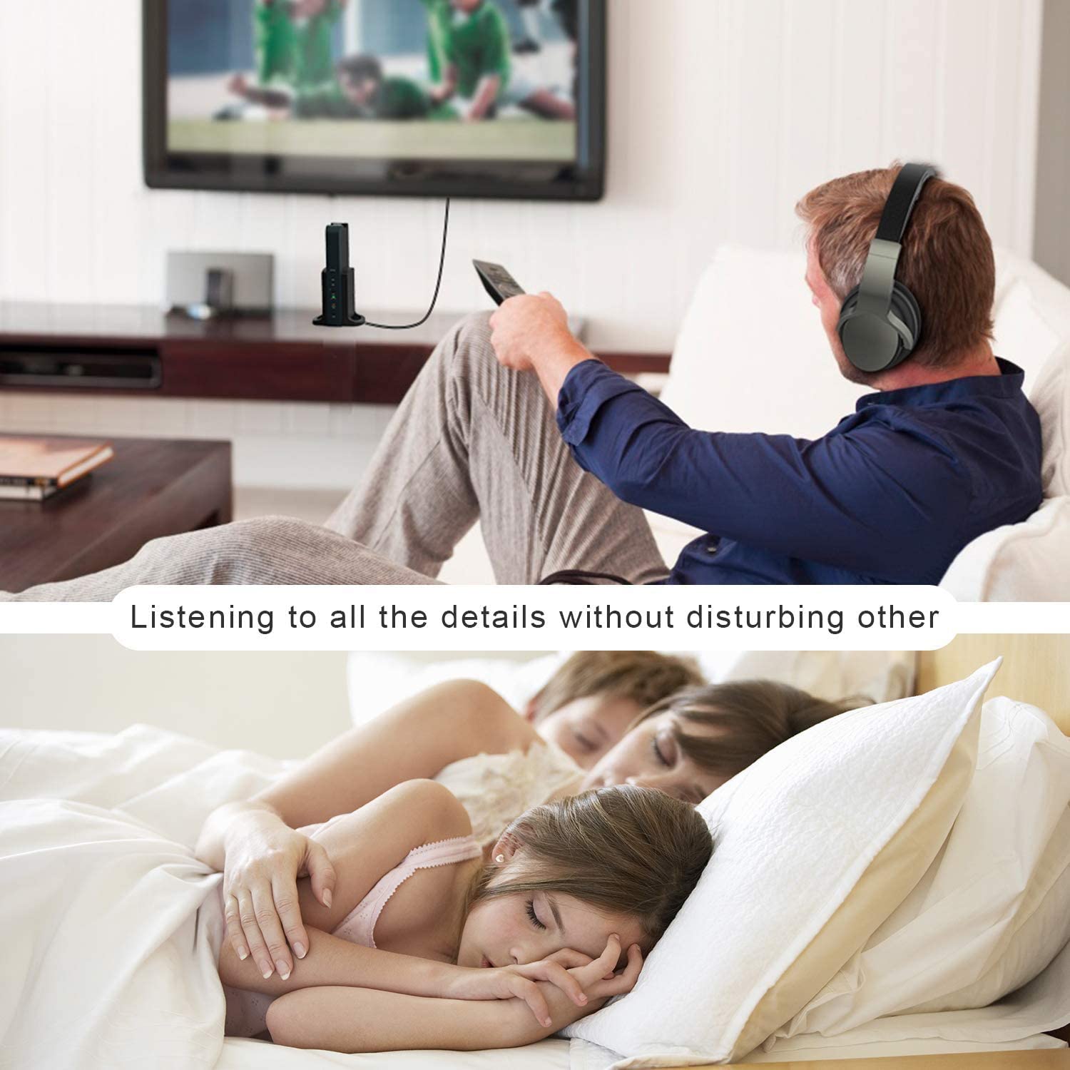 Rybozen Wireless Headphones for TV Watching with 2.4G Digital RF