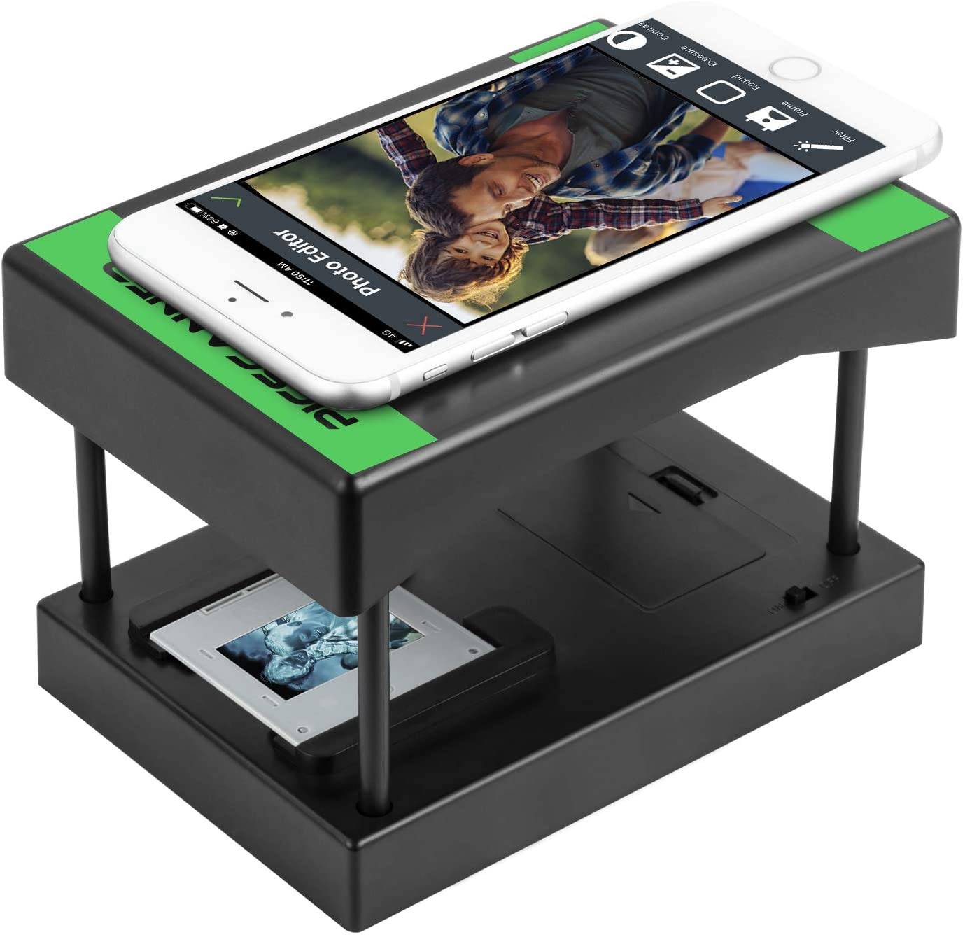 Rybozen Mobile Film and Slide Scanner, Converts 35mm Slides & Negatives into Digital Photos with Your Smartphone Camera, Interesting Presents and Toys with LED Backlight（2AA Batteries not Included