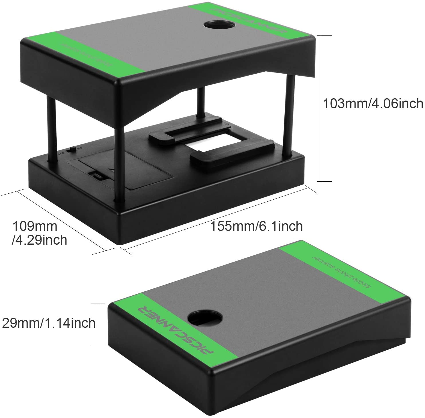 Rybozen Mobile Film and Slide Scanner, Converts 35mm Slides & Negatives into Digital Photos with Your Smartphone Camera, Interesting Presents and Toys with LED Backlight（2AA Batteries not Included