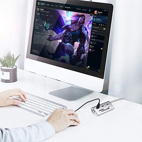 Rybozen 6-in-1 USB 3.0 Card Reader, Aluminum Data USB 3.0 Hub with 3 High-Speed Ports and 1 CF/SD/TF Card Reader, 12" USB Cable for Mac Pro, iMac, MacBook, Laptop and Desktop PC