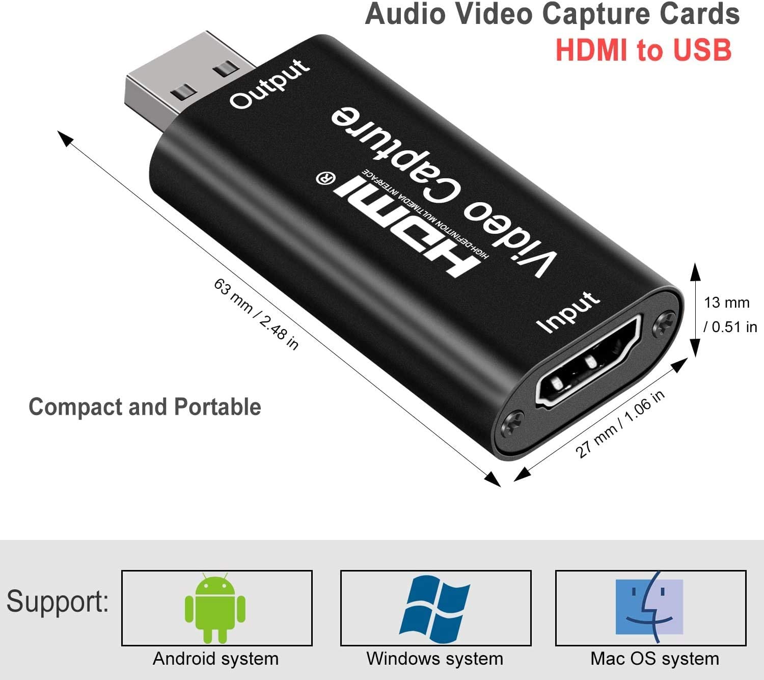 DIGITNOW Audio Video Capture Cards 1080P HDMI to USB 2.0 Record to DSLR Camcorder Action Cam,Computer for Gaming, Streaming, Teaching, Video Conference, Broadcasting or Facebook Portal TV Recorder