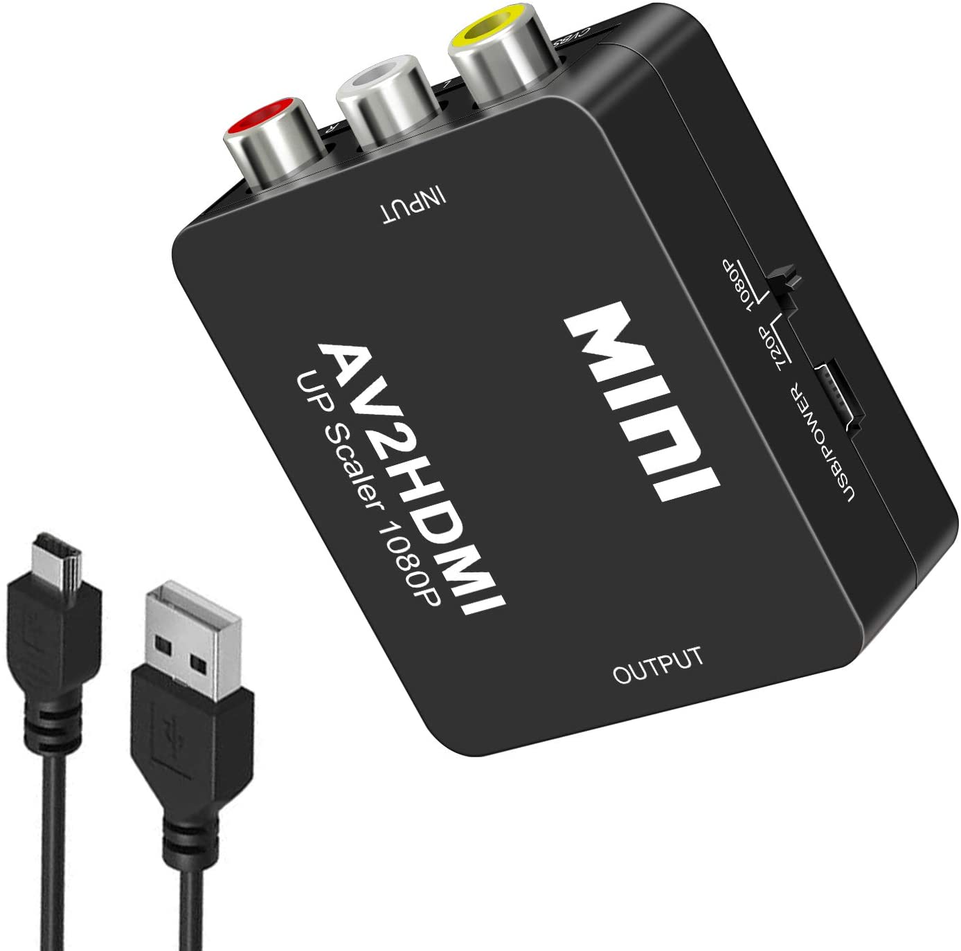 RCA to HDMI, AV to HDMI Converter, DIGITNOW 1080P Mini RCA Composite CVBS AV to HDMI Video Audio Converter Adapter Supporting PAL/NTSC for PC/ Laptop /Xbox /PS4 /TV /STB /VHS /VCR /Blue-Ray