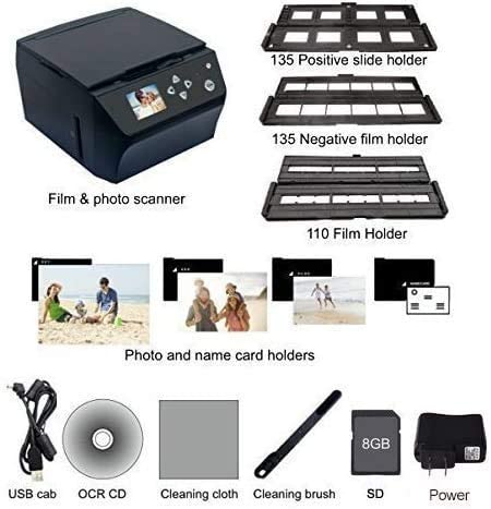DIGITNOW 22MP Film &Slide Photo Multi-Function Scanner, Converts 135Film/35mm,110Film/16mmNegatives/Slide/Photo/Document/Business Card to HD 22MP Digital JPG Files, 8GB Memory Card Included