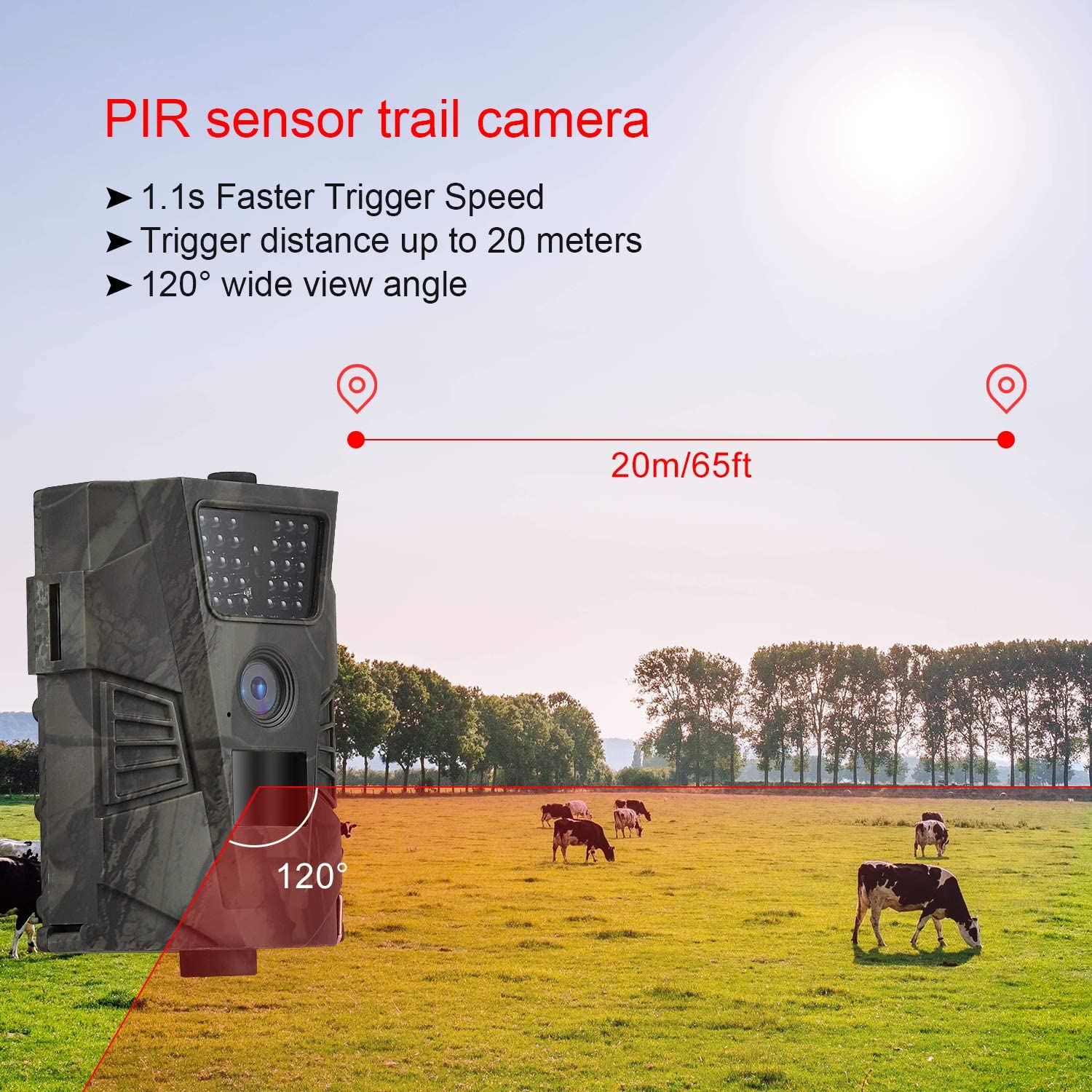 DIGITNOW Trail Camera – 12MP 1080P FHD Wildlife Scouting Hunting Camera with 30 pcs Infra LEDs up to 65ft/20m for Wildlife Scouting Digital Surveillance Waterproof IP65