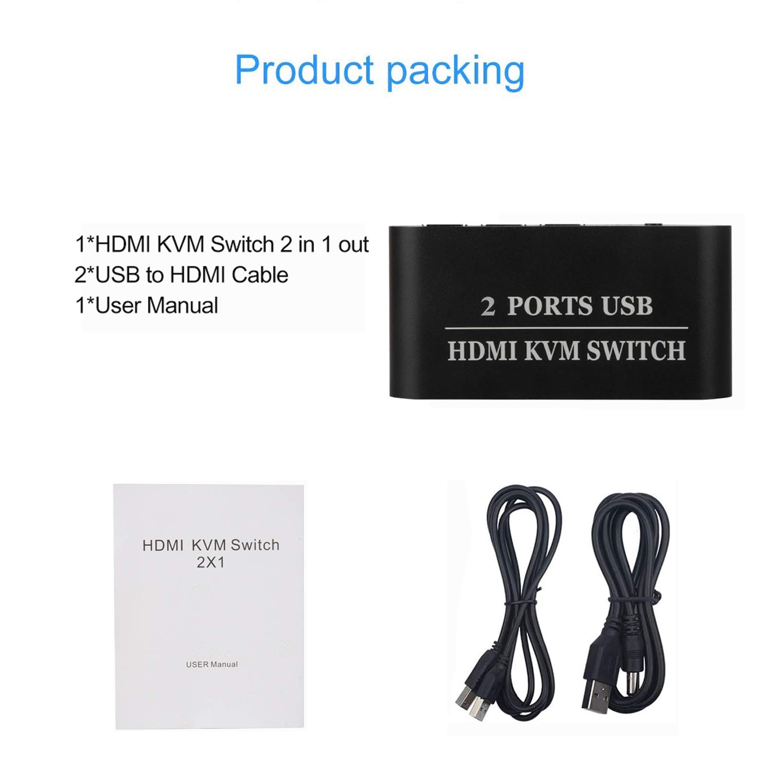 Rybozen KVM Switch HDMI USB 2 Port, 4K@ 30Hz Commutateur KVM HDMI